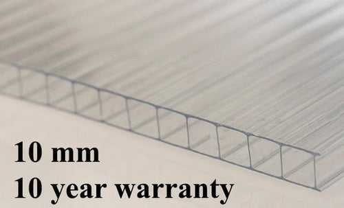 10mm Polycarbonate Roofing Sheet Clear Various Size 10 Year Warranty Double Side UV Protection From £6.41 - Decoridea.co.uk