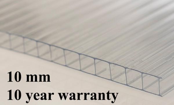 10mm Polycarbonate Roofing Sheet Clear Various Size 10 Year Warranty Double Side UV Protection From £6.41 - Decoridea.co.uk
